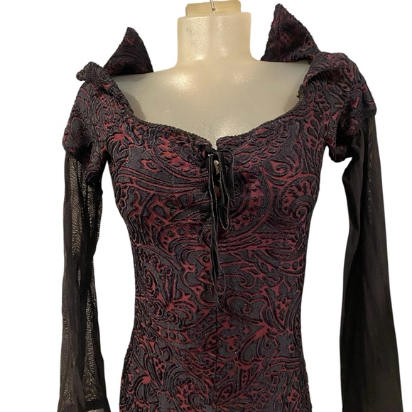 Y2K LIP SERVICE vintage stretchy gothic vamp long dress L - Picture 2 of 6